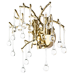 Бра в форме ветвей деревьев золотого цвета с прозрачными подвесками-каплями Droplet Bra варинант исполнения - 1 | Loft Concept в Омске