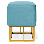 Пуф квадратный голубой велюр на золотом металлическом основании Celeste Blue варинант исполнения - 2 | Loft Concept в Омске