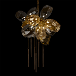 Люстра подвесная со стеклянными плафонами из дымчатого и золотистого с шестью вертикальными подвесками Gilded Mirage  варинант исполнения - 4 | Loft Concept в Омске