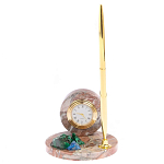 Часы настольные с шариковой металлической ручкой из натурального камня Stone Clock варинант исполнения - 7 | Loft Concept в Омске