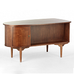 Дизайнерский письменный стол округлой формы с 4-мя ящиками и дверкой с полочками Rili варинант исполнения - 1 | Loft Concept в Омске