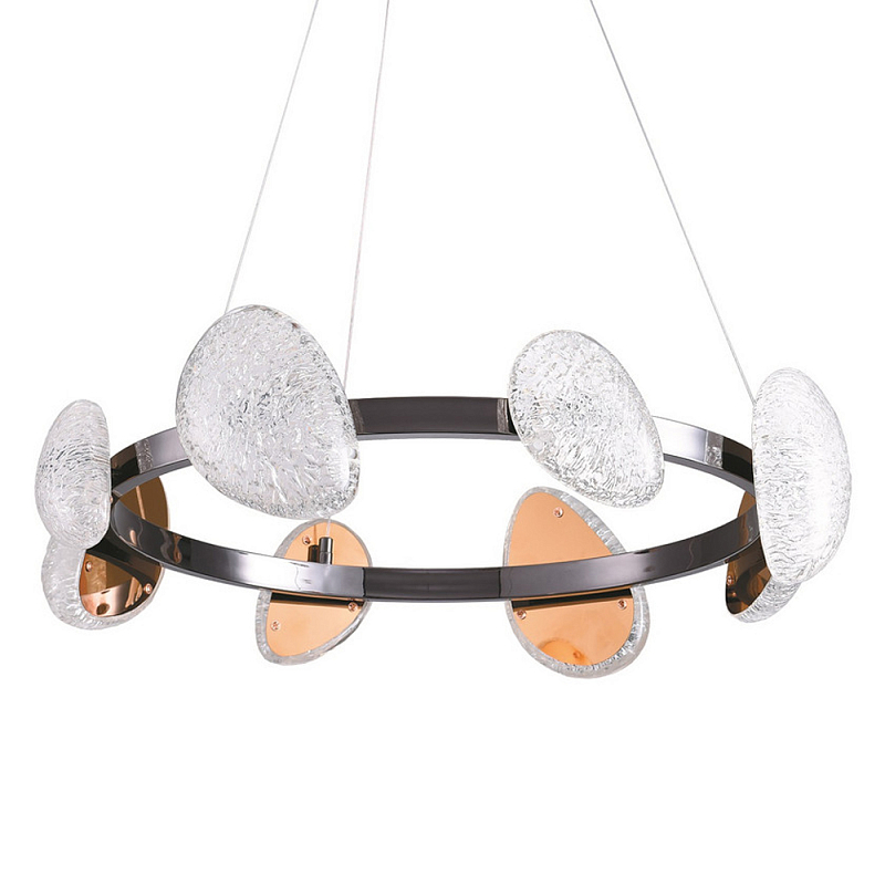 Люстра подвесная круглая с овальными плафонами Iona chandelier Черный Прозрачный в Омске | Loft Concept 
