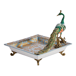 Блюдо квадратное с павлином на бронзовых ножках Eden Garden варинант исполнения - 2 | Loft Concept в Омске