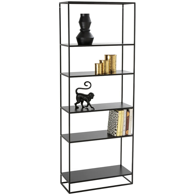 Металлический стеллаж Menzie Black Wide Metal Rack Черный Металлический стеллаж Menzie Black Wide Metal Rack Черный в Омске | Loft Concept