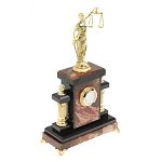 Часы настольные бронзовые из натурального камня Яшма с декором в виде Фемиды Themis Stone Clock варинант исполнения - 2 | Loft Concept в Омске