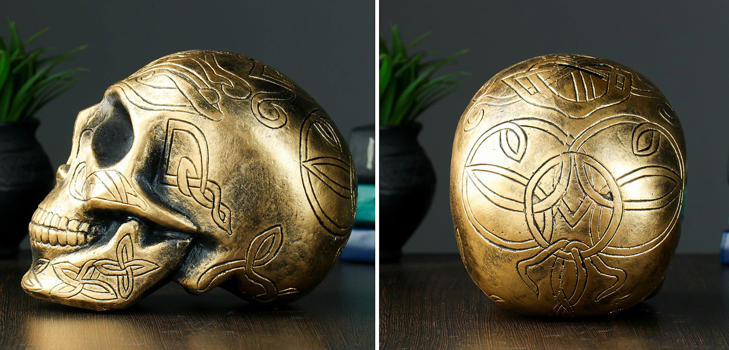 Статуэтка Golden Skull with Pattern Статуэтка Golden Skull with Pattern - Loft-Concept в Омске
