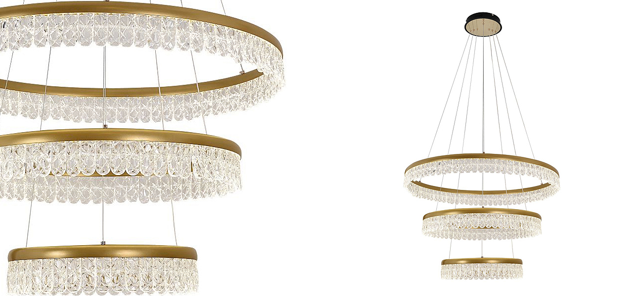 Светодиодная люстра из 3-х колец Pettico Gold Светодиодная люстра из 3-х колец Pettico Gold - Loft-Concept в Омске
