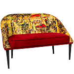 Диван двухместный из натурального бука красный с цветным принтом Impressionism in Art варинант исполнения - 3 | Loft Concept в Омске