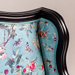 Трехместный диван из натурального бука бирюзовый с изображением птиц и цветов Turquoise Chinoiserie Garden Sofa варинант исполнения - 6 | Loft Concept в Омске
