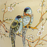 Настольная лампа бежевая с изображением птиц Slip Away варинант исполнения - 6 | Loft Concept в Омске