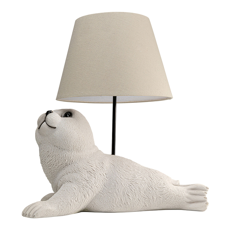 Настольная лампа в детскую Белый морской котик Бежевый Молочный в Омске | Loft Concept 