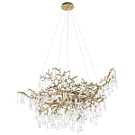 Подвесная люстра в виде ветвей деревьев золотого цвета с прозрачными подвесками-каплями 10 и 14 ламп Droplet Chandelier варинант исполнения - 3 | Loft Concept в Омске