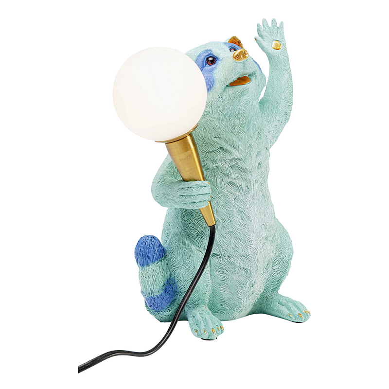 Настольная лампа для детской Голубой Енот  Золотой Бирюзовый Синий в Омске | Loft Concept 