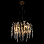 Люстра подвесная круглая в виде ветвей деревьев бронзового цвета с прозрачными подвесками-каплями Droplet Chandelier варинант исполнения - 2 | Loft Concept в Омске