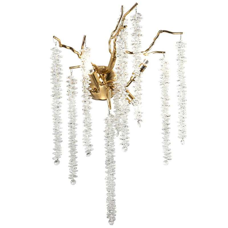 Бра с декором в виде ветвей с хрустальными подвесками Fairytree Gold Crystal Wall Lamp Золотой Прозрачное Стекло Бра с декором в виде ветвей с хрустальными подвесками Fairytree Gold Crystal Wall Lamp Золотой Прозрачное Стекло в Омске | Loft Concept