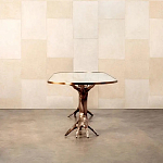 Обеденный стол с фигурным декором бронзового цвета Dichotomy racetrack варинант исполнения - 4 | Loft Concept в Омске