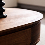 Кофейный стол овальный из дерева с 2-мя ящиками Coffee Walnut Table варинант исполнения - 9 | Loft Concept в Омске