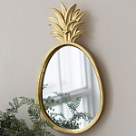 Зеркало овальной формы с золотистой рамкой и декоративной верхушкой в виде ананаса Pineapple Shine  варинант исполнения - 4 | Loft Concept в Омске
