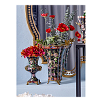 Ваза из фарфора черная с цветочной росписью и бронзовой стрекозой Spring Garden варинант исполнения - 4 | Loft Concept в Омске