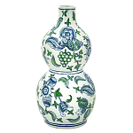 Ваза фигурная с сине-зелеными узорами распустившихся цветов Blossoming Spring варинант исполнения - 1 | Loft Concept в Омске