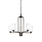 Люстра бронзового цвета с 5-ю матовыми стеклянными плафонами Generation Lighting варинант исполнения - 1 | Loft Concept в Омске