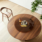 Стол обеденный круглый с двойной столешницей Walnut Wood Table варинант исполнения - 5 | Loft Concept в Омске