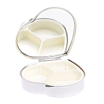 Таблетница карманная в форме сердца с 3-мя отделениями с зеркалом и накладкой из натурального камня Малахит Silver Stone Pillboxes варинант исполнения - 3 | Loft Concept в Омске