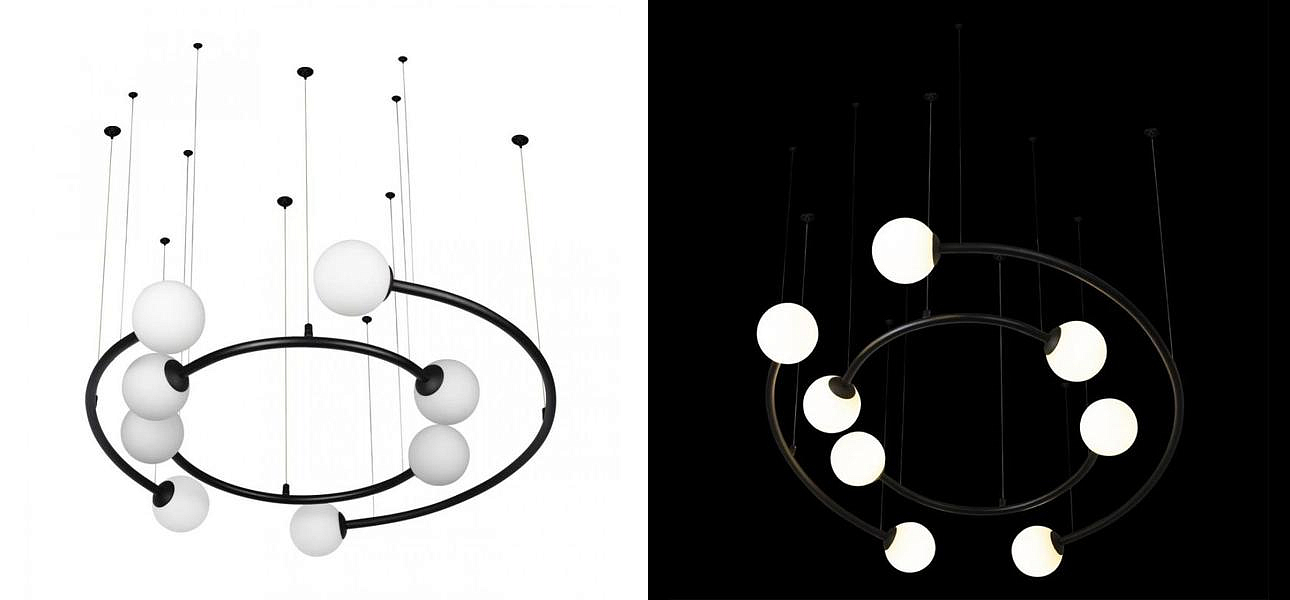 Дизайнерская Модульная Люстра PLANETARY two rings Black 80 см Дизайнерская Модульная Люстра PLANETARY two rings Black 80 см - Loft-Concept в Омске