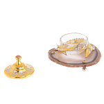 Икорница с декором "Осетр" с гравировкой на подставке из натурального камня Агат Decorative Cavair Dishes варинант исполнения - 3 | Loft Concept в Омске