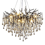 Люстра черная с прозрачными стеклянными подвесками в форме капель FAIRYTREE Light варинант исполнения - 3 | Loft Concept в Омске