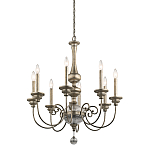 Люстра серебряного цвета с состаренным эффектом и декоративным подвесным шаром Kichler варинант исполнения - 1 | Loft Concept в Омске