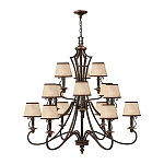 Люстра бронзового цвета с бежевыми абажурами из органзы в классическом стиле Hinkley варинант исполнения - 2 | Loft Concept в Омске