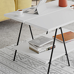 Стол журнальный с белой прямоугольной столешницей и полкой ESSEL WHITE варинант исполнения - 3 | Loft Concept в Омске