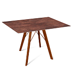 Стол обеденный с коричневой прямоугольной столешницей из керамики на четырех деревянных ножках Brown Ceramics варинант исполнения - 1 | Loft Concept в Омске