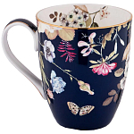 Кружка синяя из фарфора с рисунком цветов 400 мл Garden Whisper Porcelain Set  варинант исполнения - 1 | Loft Concept в Омске