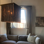 Люстра квадратная с бахромой и подвесом из деревянных бусин Psyche варинант исполнения - 3 | Loft Concept в Омске