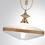 Подвесной светильник с плоским прозрачным плафоном и декоративной вставкой из текстурного камня Tectona  варинант исполнения - 6 | Loft Concept в Омске