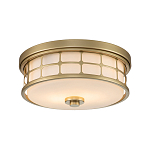 Потолочный светильник для ванных комнат цвета латунь в виде металлической клетки с геометрическими узорами Quoizel варинант исполнения - 1 | Loft Concept в Омске