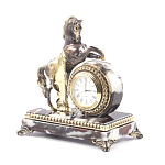 Часы настольные бронзовые с декором в виде коня Horse Stone Clock варинант исполнения - 8 | Loft Concept в Омске