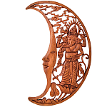 Панно из дерева Ганеша и месяц Panel With Animals варинант исполнения - 1 | Loft Concept в Омске