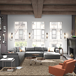 Бра цвета хром с круглой рамой и цилиндрическим прозрачным стеклянным плафоном на прямоугольном основании Feiss варинант исполнения - 4 | Loft Concept в Омске