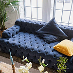 Трехместный диван темно-синий Campion Deep Blue Sofa варинант исполнения - 5 | Loft Concept в Омске