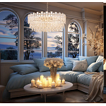 Круглая люстра с хрустальными подвесками на золотистом каркасе Gorgeous Crystal Light варинант исполнения - 13 | Loft Concept в Омске