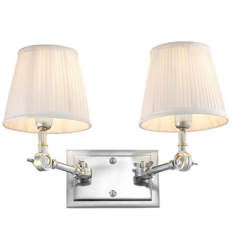 Бра Wall Lamp Wentworth Double Nickel+White Никель Белый Бра Wall Lamp Wentworth Double Nickel+White Никель Белый в Омске | Loft Concept