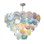 Люстра с каскадом из круглых разноцветных стеклянных дисков Mother of Pearl Iridescence варинант исполнения - 2 | Loft Concept в Омске