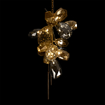 Люстра подвесная вытянутой формы с плафонами из стекла и металла с тремя вертикальными подвесками Gilded Mirage  варинант исполнения - 5 | Loft Concept в Омске