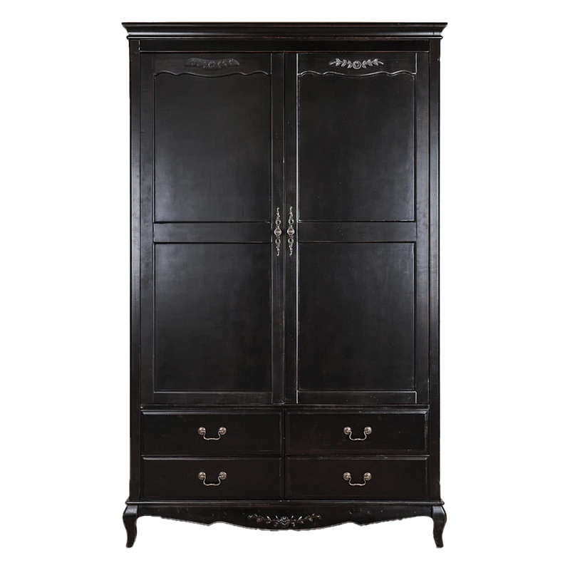 Шкаф черный с 4-мя ящиками и 2-мя дверцами в стиле Прованс Vintage Черный в Омске | Loft Concept 