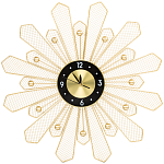 Часы настенные из металла в виде солнца с чёрным циферблатом Mirror Tower Clock варинант исполнения - 1 | Loft Concept в Омске