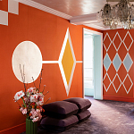 Обои ручная роспись Chez Nina by India Mahdavi Lantana colourway on Arancio dyed silk варинант исполнения - 1 | Loft Concept в Омске