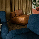 Кожаное модульное кресло коричневое без подлокотников с подушкой Coul Leather Modular Armchair варинант исполнения - 6 | Loft Concept в Омске